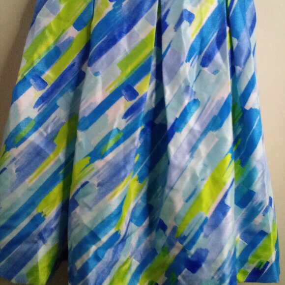 Bonnie Jean Dress Girls 16 Sleeveless Satin Pattern Blue Green - Picture 5 of 15